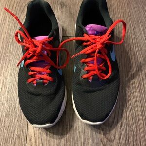 Nike Black Sneakers with Red Laces